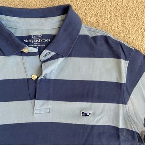 Vineyard Vines Blue Striped Short Sleeve Polo